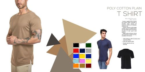 Black And Light Brown Poly Cotton Plain T Shirts