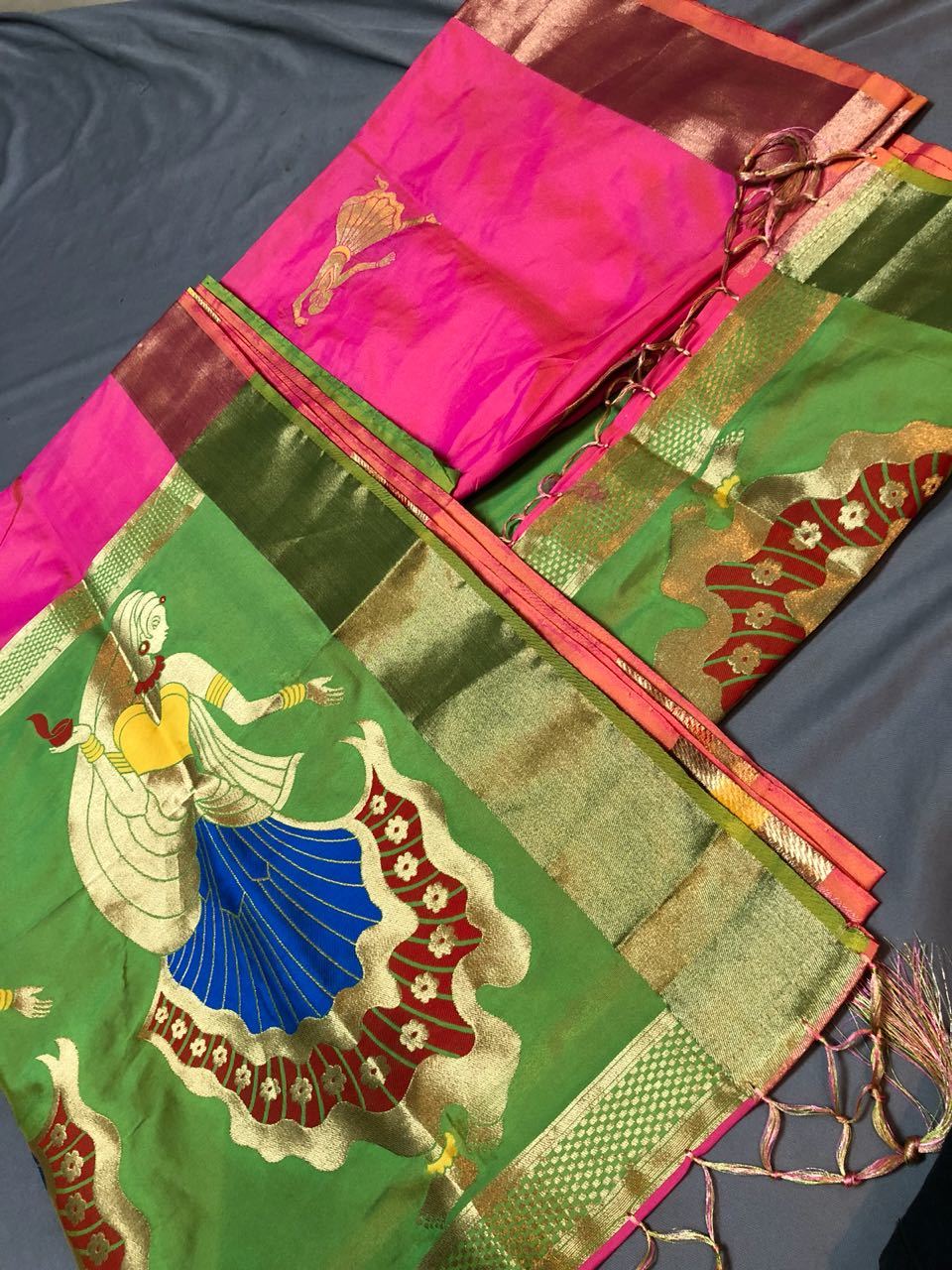 Multicolor Designer Heavy Look Saree Soft Silk With Zari Work (Dnhsilk3)
