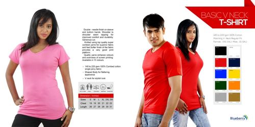 Pink  And Red Mens V Neck T Shirts