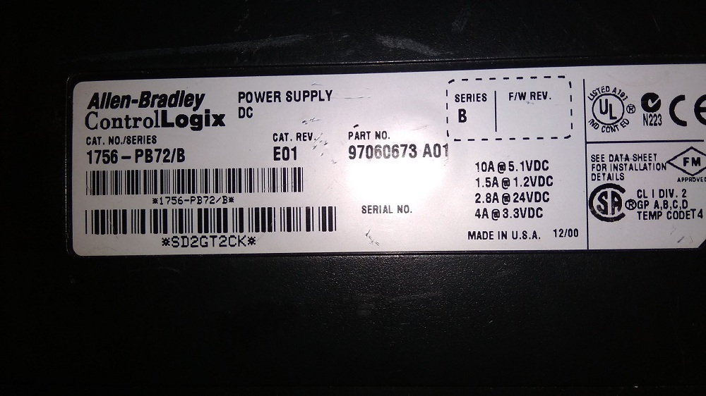 Allen Bradley Power Supply 1756-pb72/b