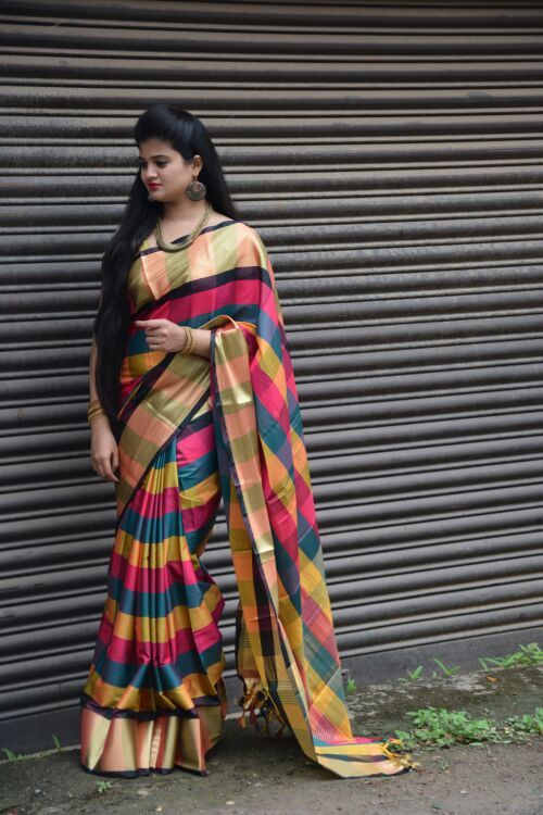 Bollywood Multichex Soft Silk Saree (Dnhsilk5)