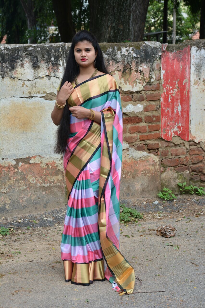 Bollywood Multichex Soft Silk Saree (Dnhsilk5)