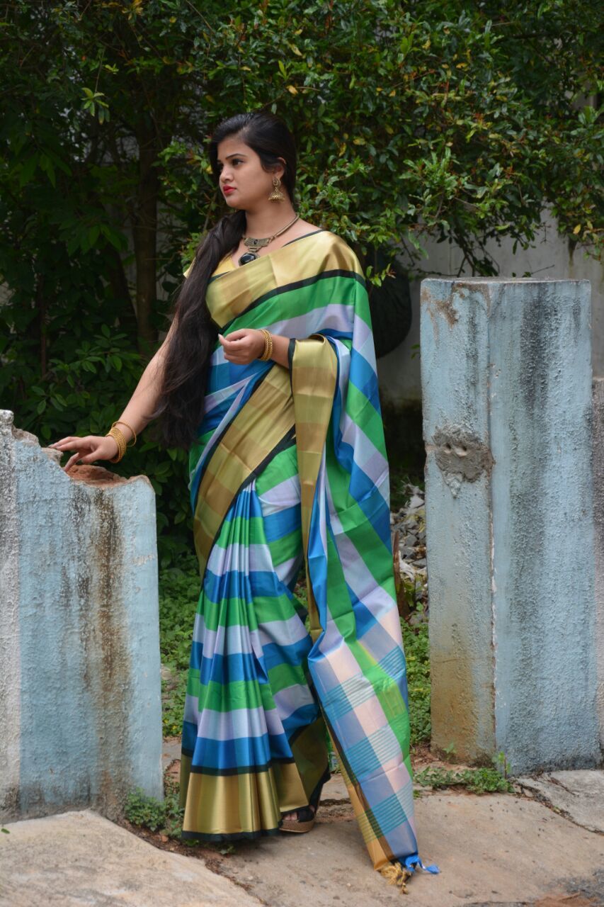 Bollywood Multichex Soft Silk Saree (Dnhsilk5)