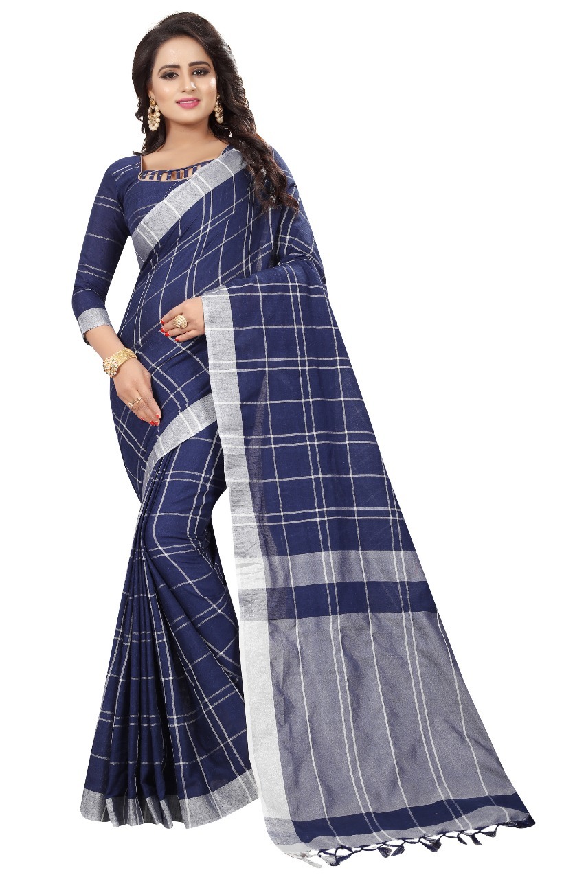 Pure Linen Saree - Cotton Blend, 6.3 Meters Length, Pink Color | Zari Work, Handloom Design, Soft Comfortable Fit, Un-stitched Blouse