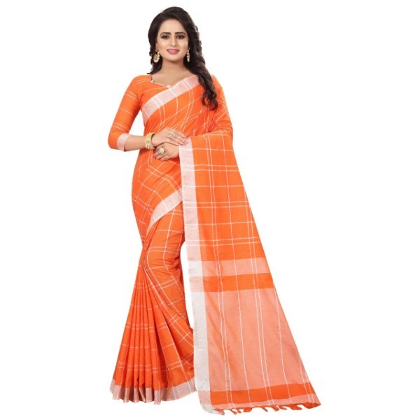 Linen Saree - Cotton Material, 6.3 Meters Length, Blue Color | Zari Work & Woven Border Design, Ideal For Formal And Festive Occasions