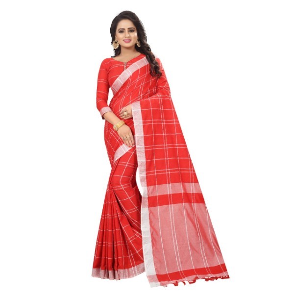 Linen Saree - Cotton Material, 6.3 Meters Length, Blue Color | Zari Work & Woven Border Design, Ideal For Formal And Festive Occasions