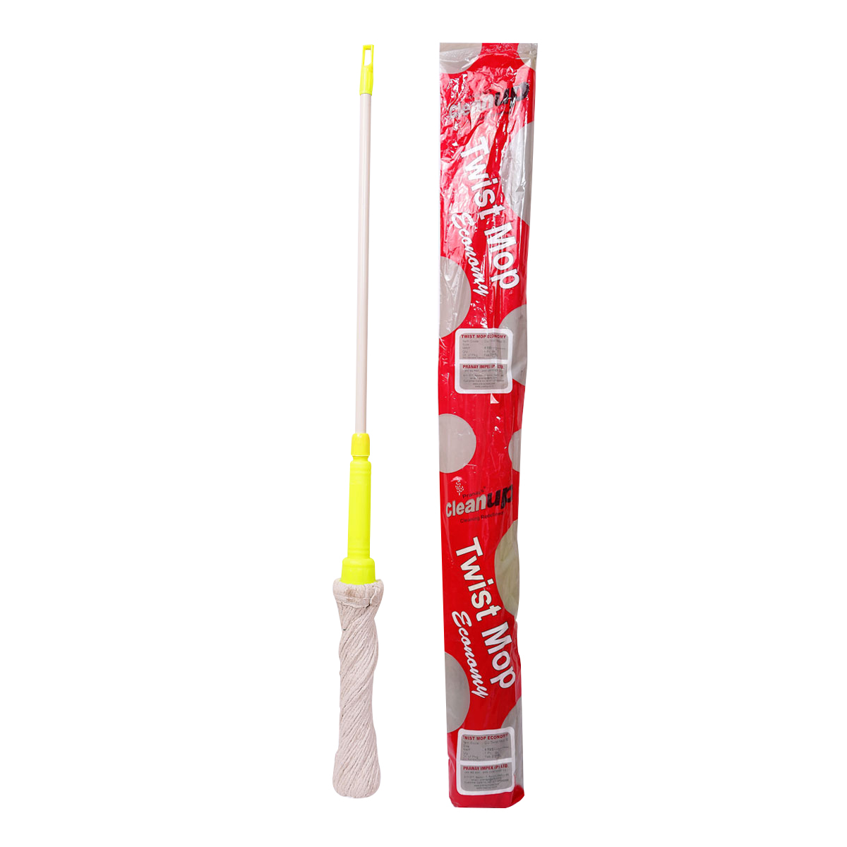 Twist Mop - Cotton Material, 49x12 Inches | Easy Twist Wringer, High Absorbency, Ideal For Reaching Under Furniture