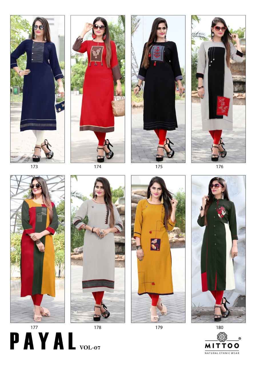 Embroiderd Mittoo Rayon Kurtis
