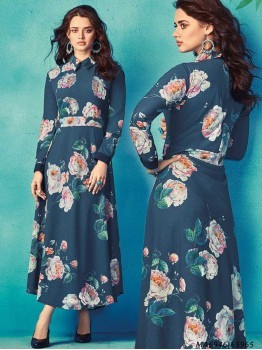 Kurti - Georgette Digital Print, Knee-long Style For Girls | Party Occasion, Readymade, Care: Dry Clean Only