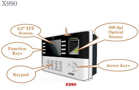 Black Biometric Time Attendance Access Control X990