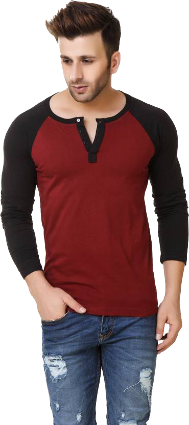 Mens V Neck Henley - Cotton Fabric, Long Sleeve, Multi-color | Plain Pattern, Stylish V-neck Design For Modern Male Wardrobe