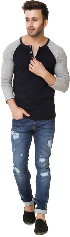 Mens V Neck Henley - Cotton Fabric, Long Sleeve, Multi-color | Plain Pattern, Stylish V-neck Design For Modern Male Wardrobe