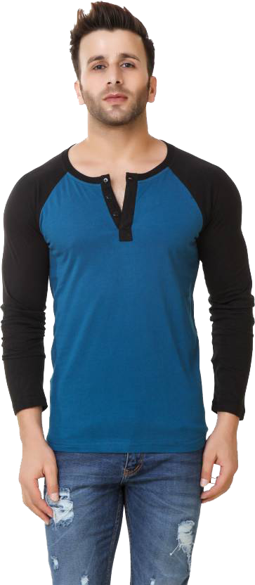 Mens V Neck Henley - Cotton Fabric, Long Sleeve, Multi-color | Plain Pattern, Stylish V-neck Design For Modern Male Wardrobe