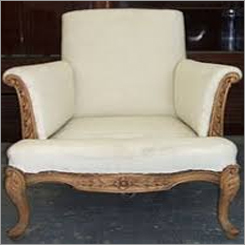 Upholstery Chair - Wood and Fabric, 36x34x38 Inches, Beige Traditional Style, Fully Assembled