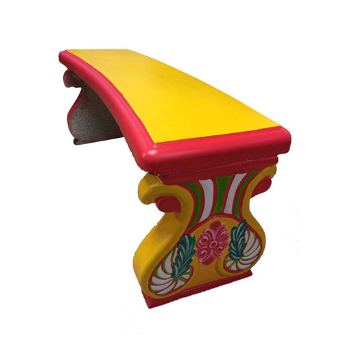 GRC Garden Bench - GRC Material, 150x40x75 cm, Yellow | Attractive, Colorful, Durable, Crack Resistant, Designer Look, Smooth Surface