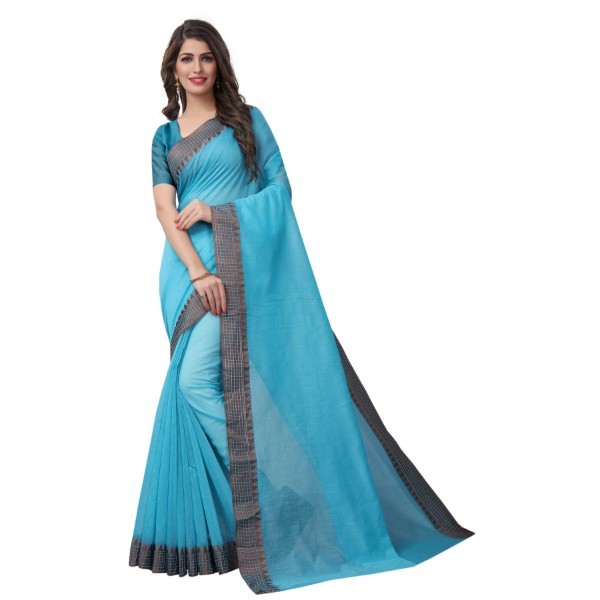 Cotton Saree - Handloom Cotton Silk, 6.3 Meters Length, All Colors | Elegant Woven Border, Un-stitched Blouse, Perfect For Every Occasion