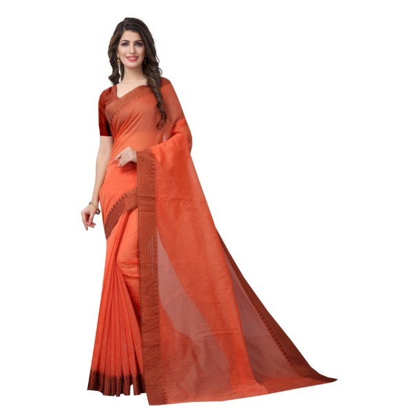 Cotton Saree - Handloom Cotton Silk, 6.3 Meters Length, All Colors | Elegant Woven Border, Un-stitched Blouse, Perfect For Every Occasion