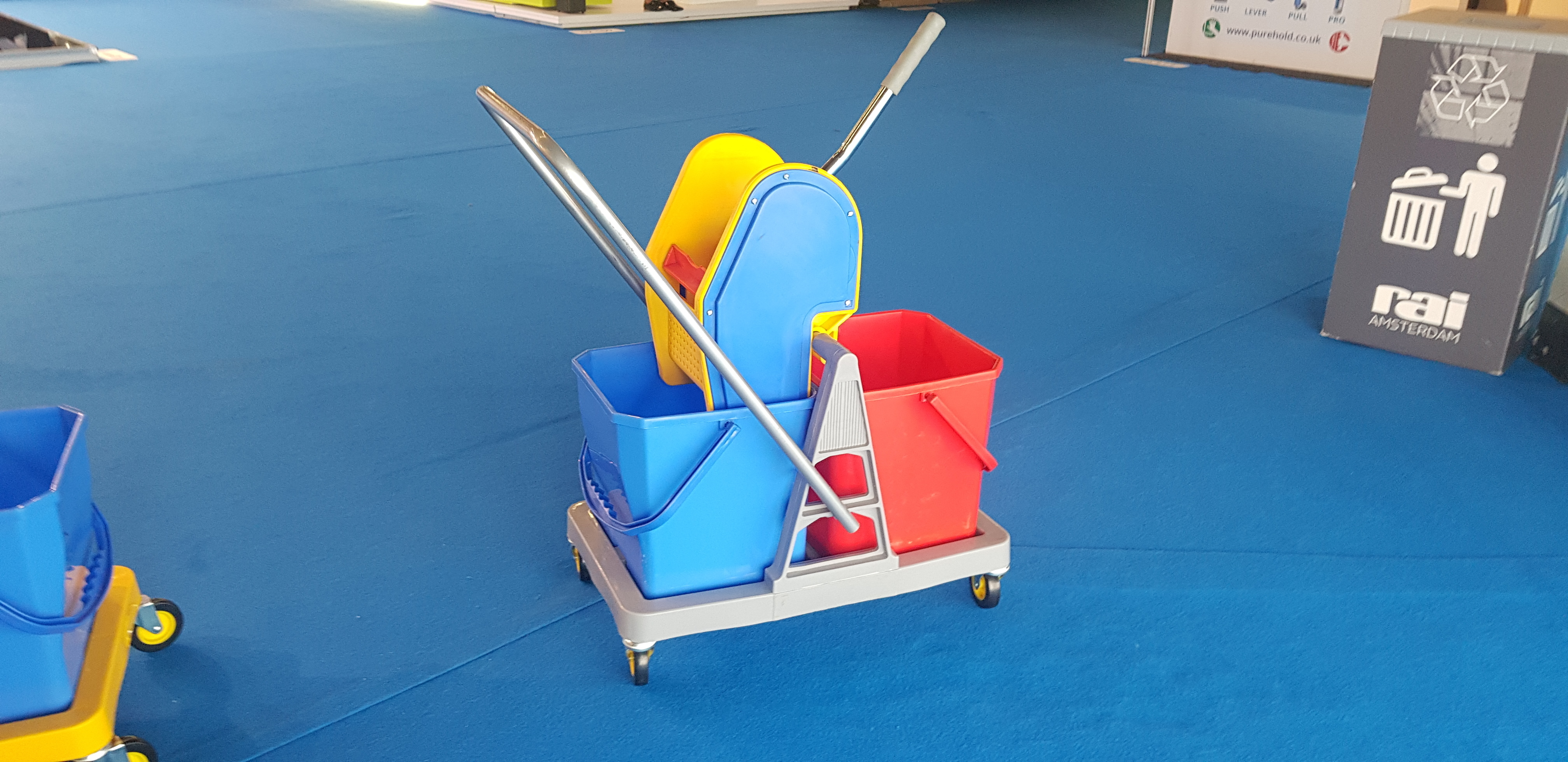 Double Bucket Mop Wringer Trolley 36l - Virgin Ppcp Material, 18l X 2 Bucket Size, Red & Blue Color Options | Effortless Wet Mop Compression, Anti-bacterial Properties, Heavy Duty Pvc Wheels