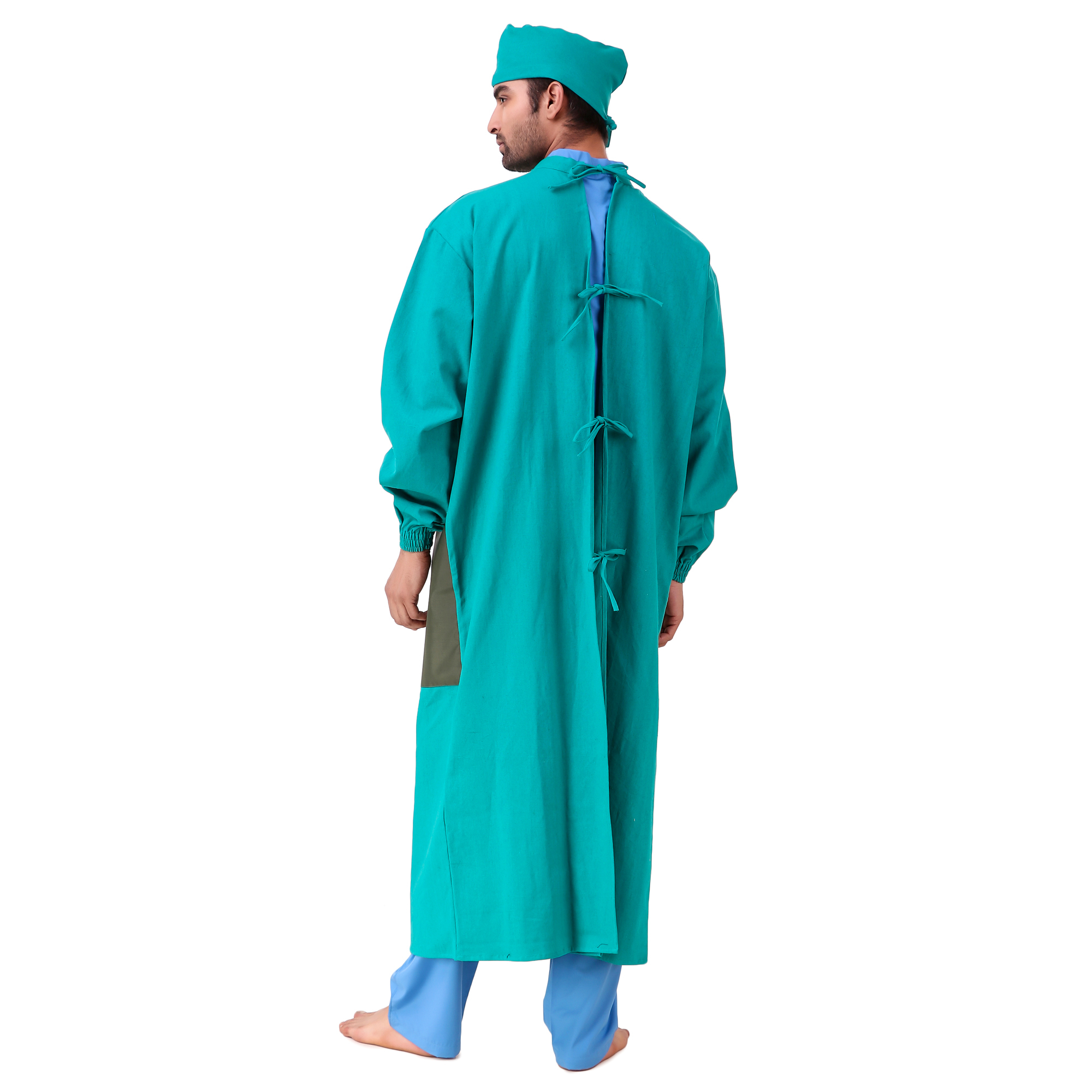 Ot Dress - 100% Cotton Fabric, Free Size, Green Color, 55 Inch Length, Long Sleeves, Unisex, Ideal For Doctors & Surgeons | High Comfort, Easy To Wash