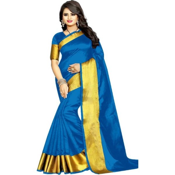 Top Dayed Cotton Sarees - Cotton Material, 6.3 Meters Length | Woven Border Design, Un-stitched Blouse, Perfect For Daily & Festive Wear