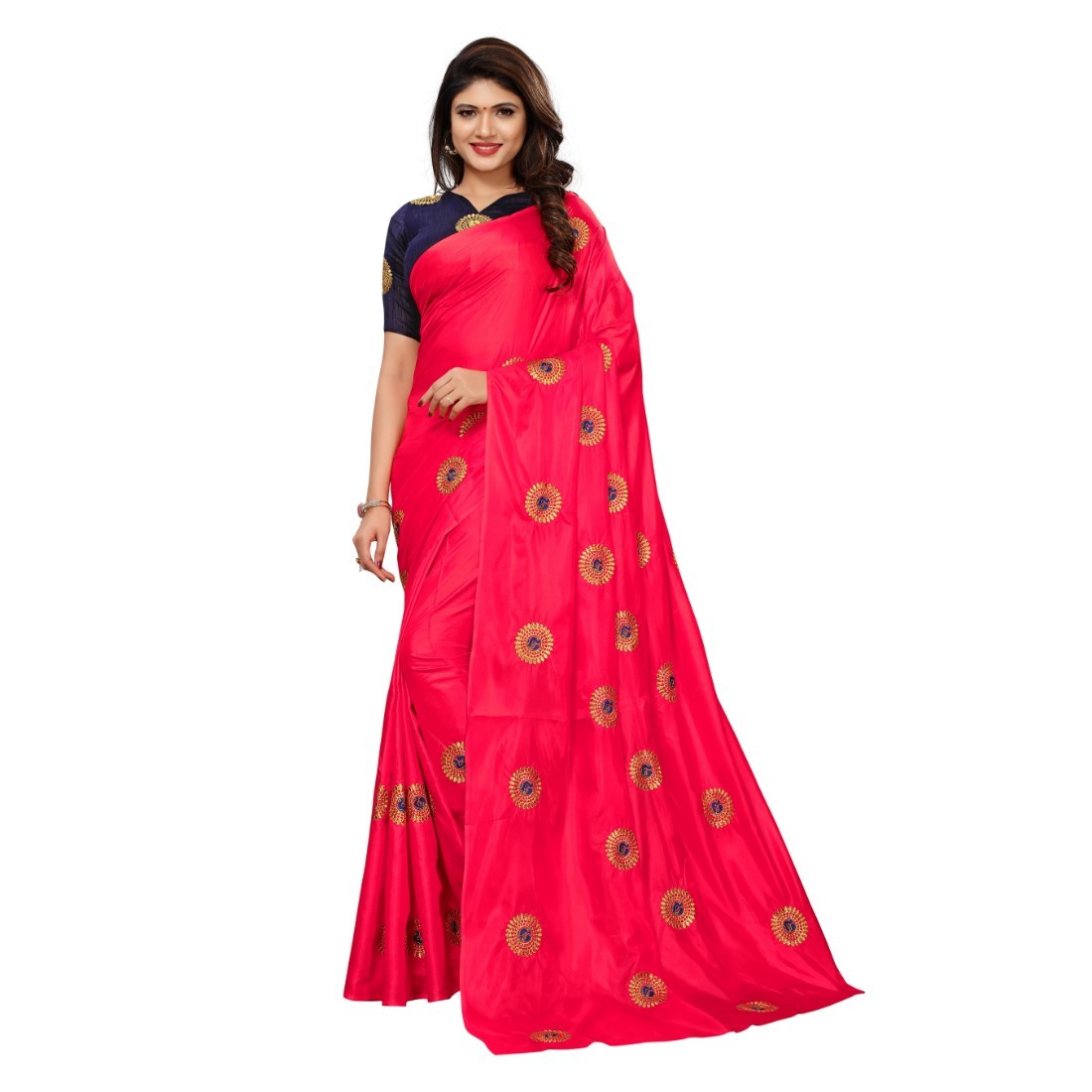 Silk Saree - 6.3 Meters Length With Un-stitched Blouse, Resam Embroidery And Woven Border Design