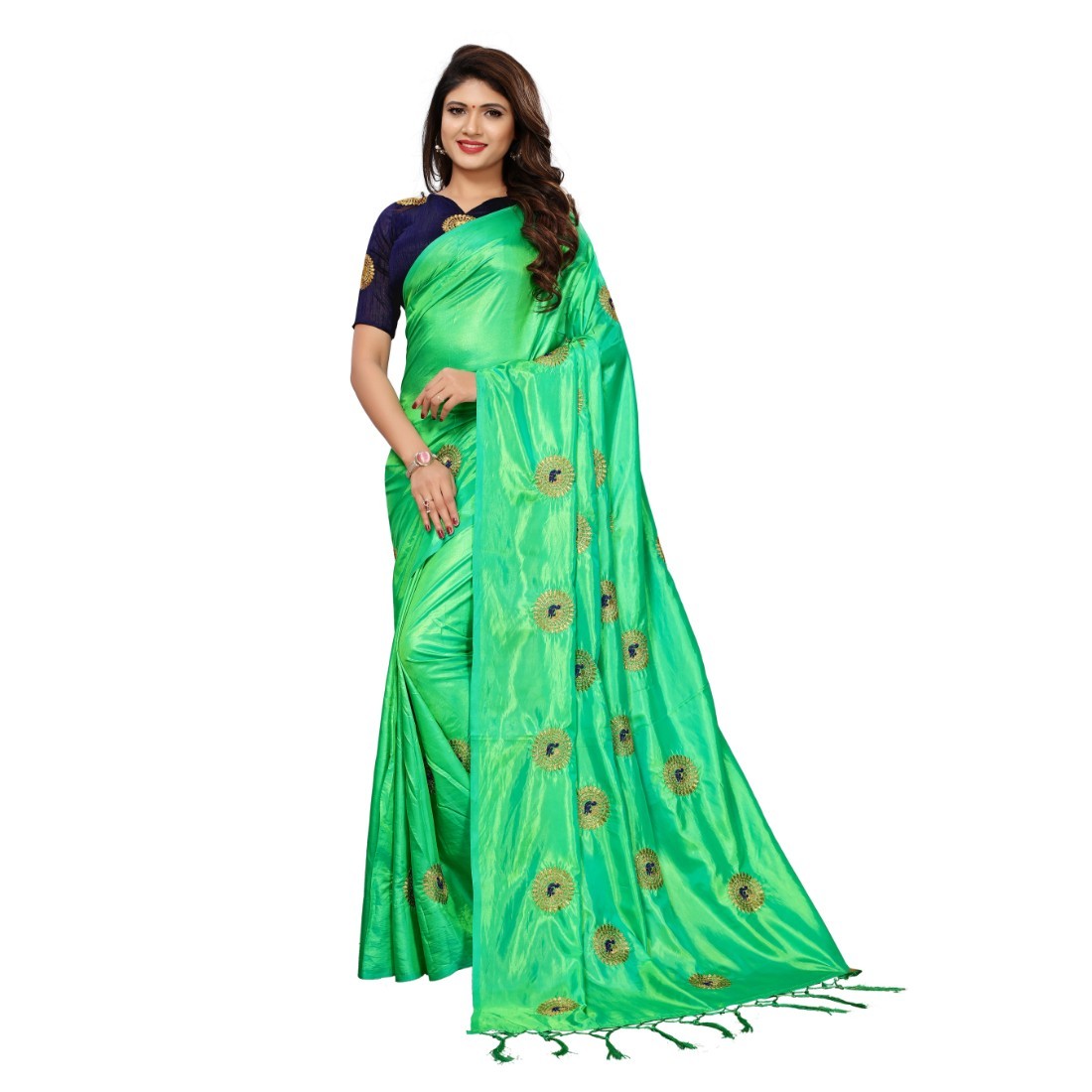 Silk Saree - 6.3 Meters Length With Un-stitched Blouse, Resam Embroidery And Woven Border Design