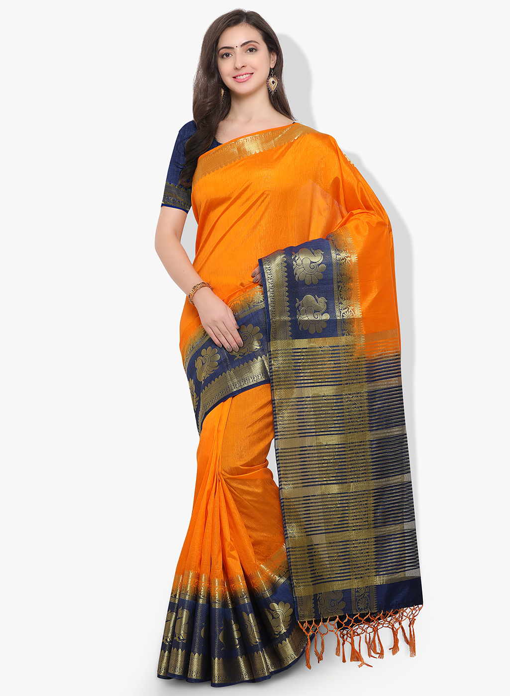 Jacquard Silk Saree - 6.3 Meters Length, All Colors Available | Zari Work, Soft Woven Border, Handcrafted Design For Festive Occasions