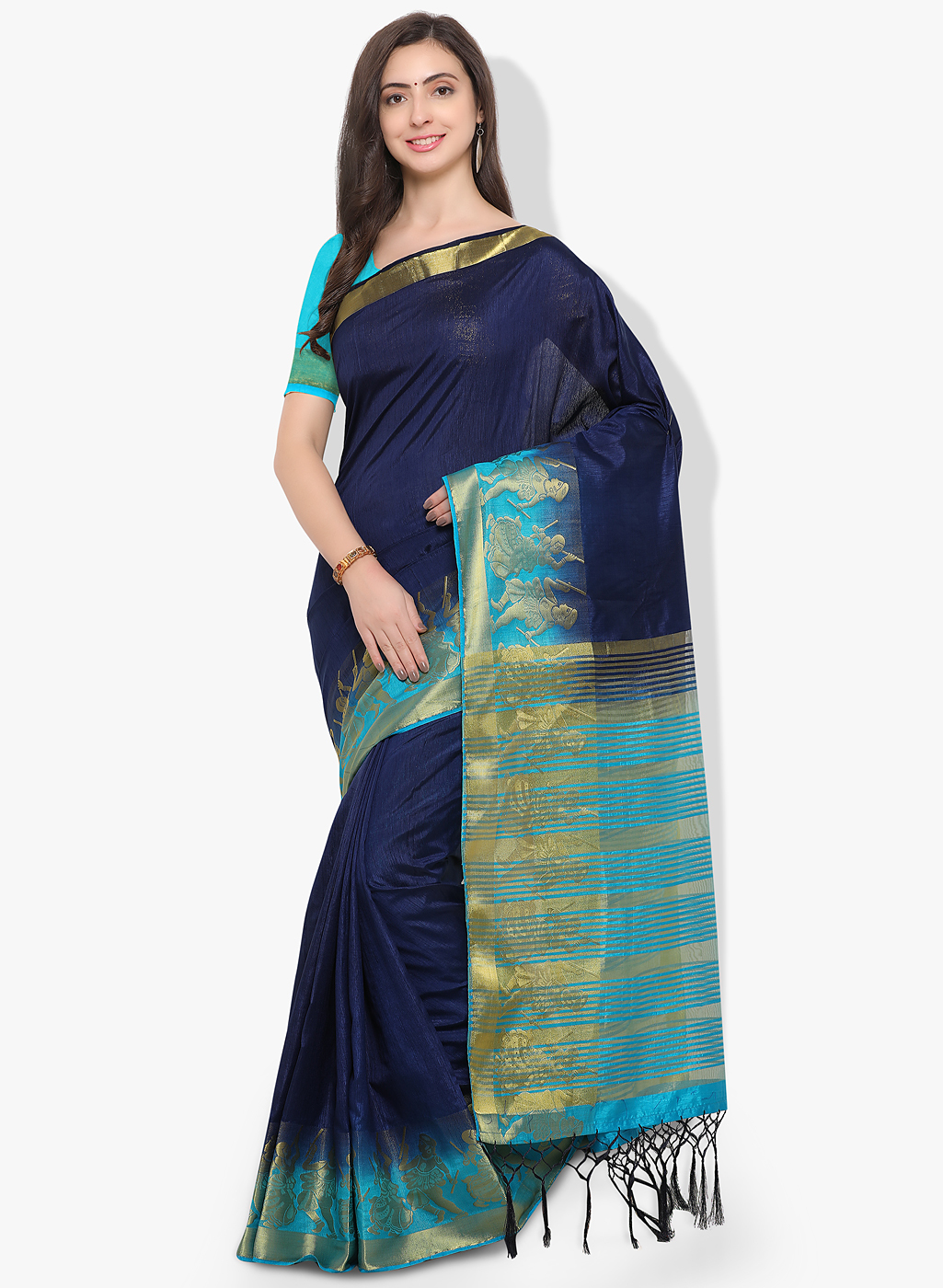 Jacquard Silk Saree - 6.3 Meters Length, All Colors Available | Zari Work, Soft Woven Border, Handcrafted Design For Festive Occasions