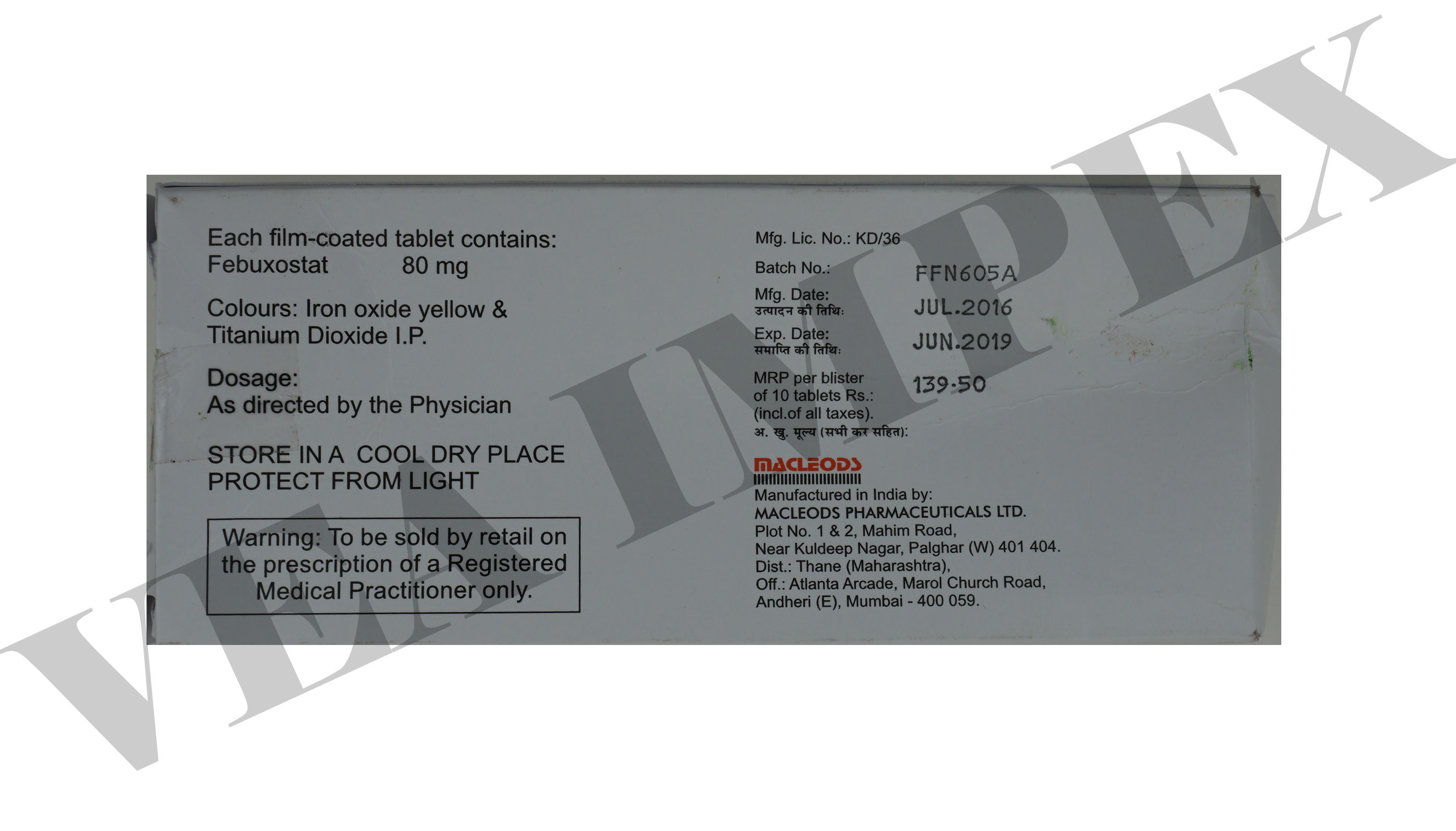 Febumac 80 Tablet - Drug Type: General Medicines