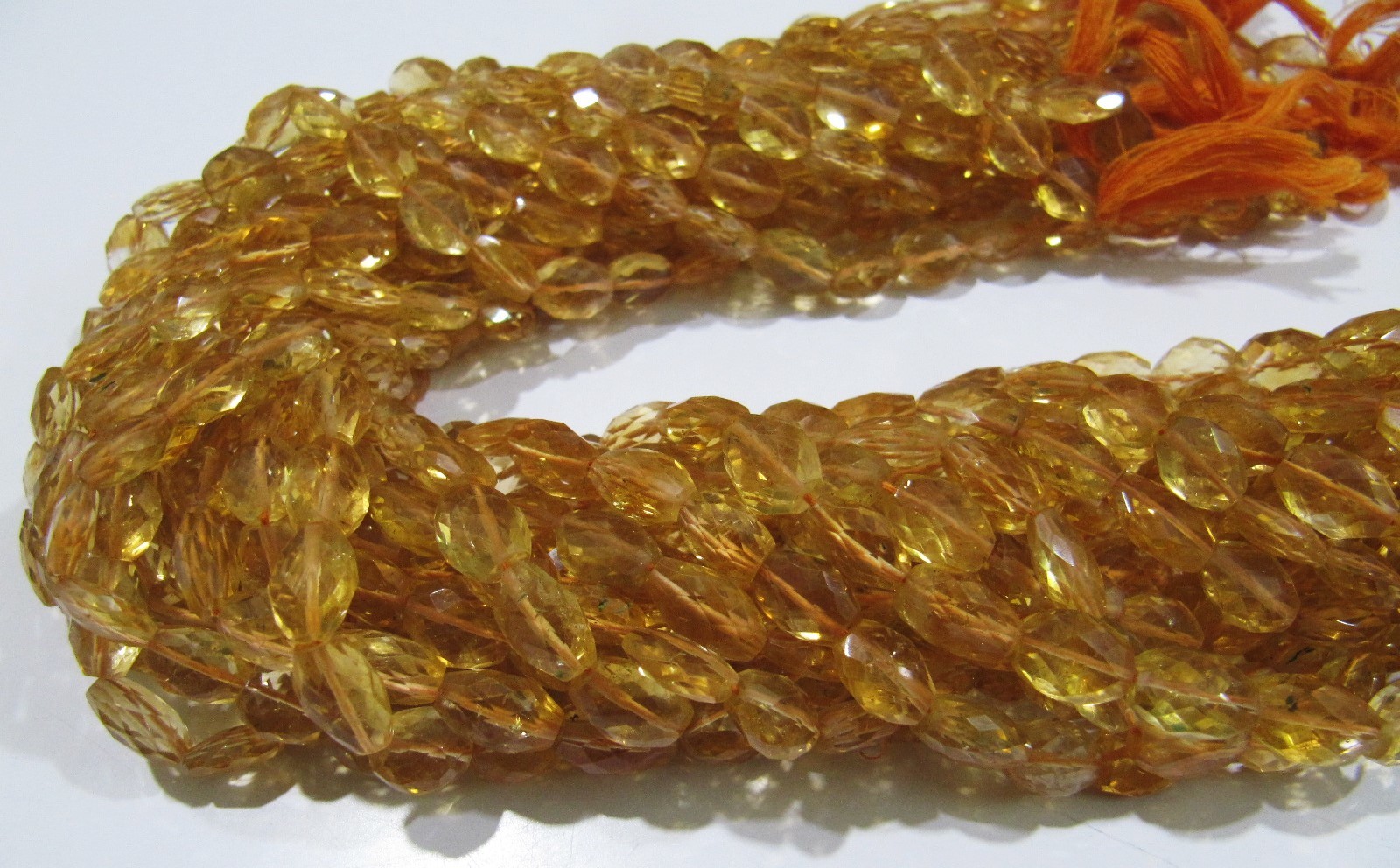 Yellow Top Quality Natural Citrine Oval Faceted Nugget Shape Beads