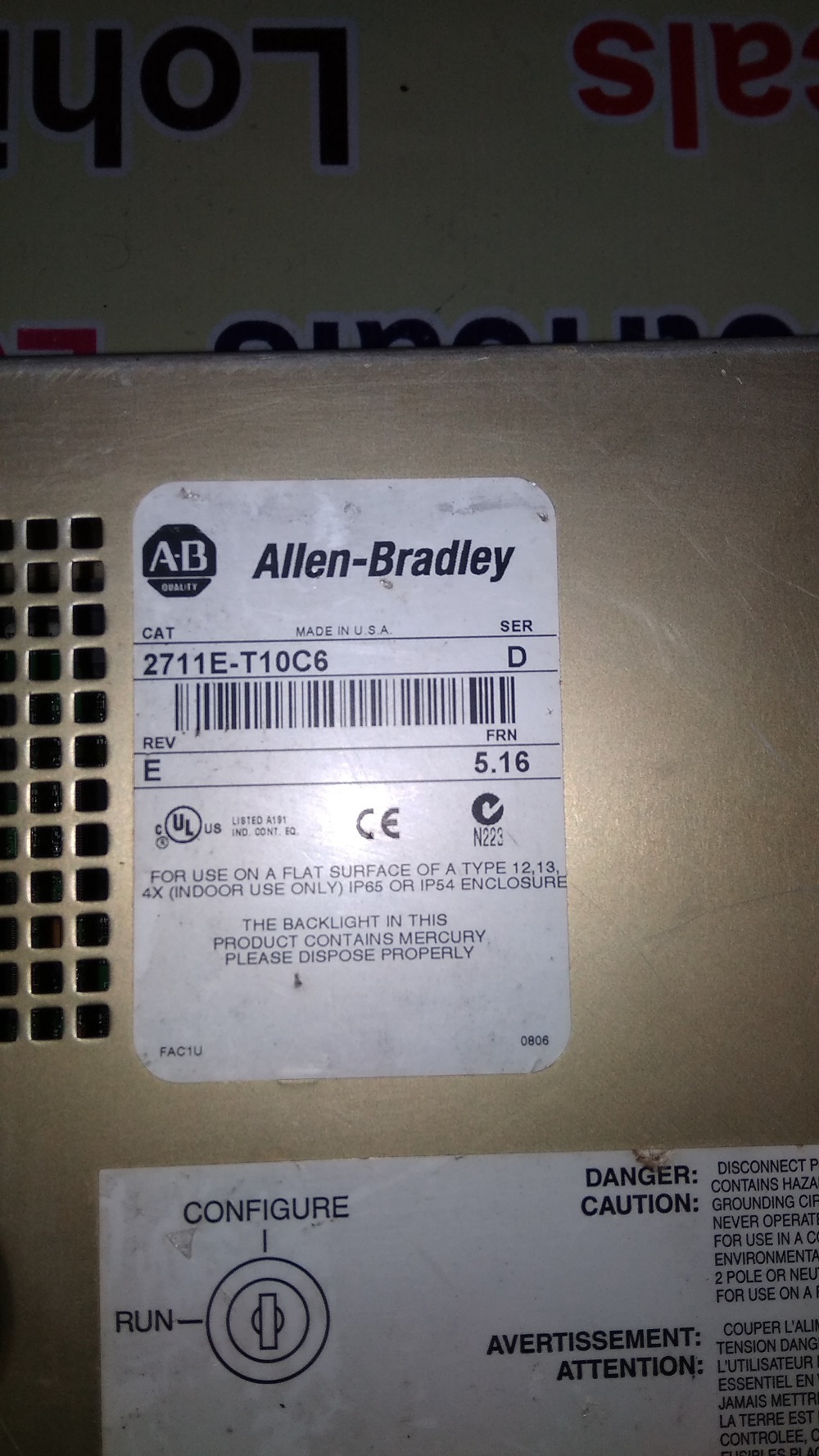 Allen Bradley Hmi 2711p-k4m20d C