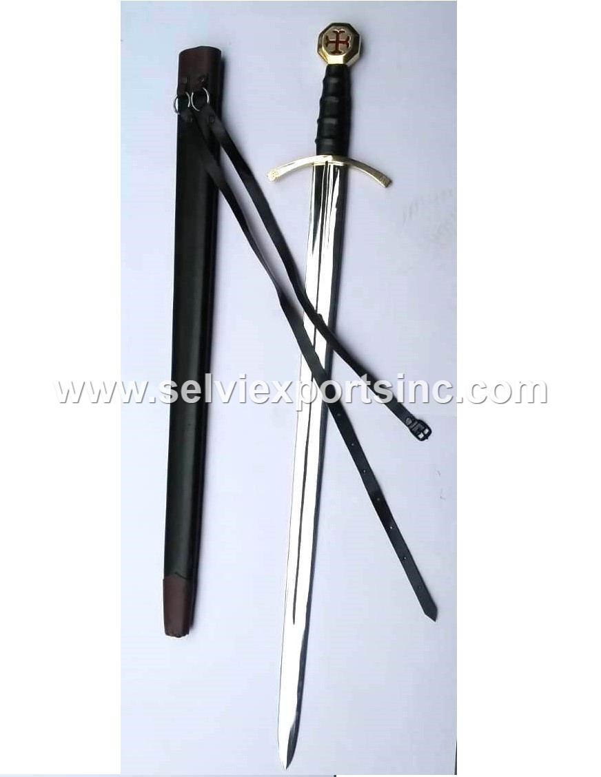 Templar Medieval War Sword Length: 37.5 Inch (In)