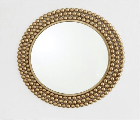 Modern Decorative Wall Mirror - 30 Inch Diameter, Gold Iron Finish | Elegant Artful Design, Ideal For Gallery Displays