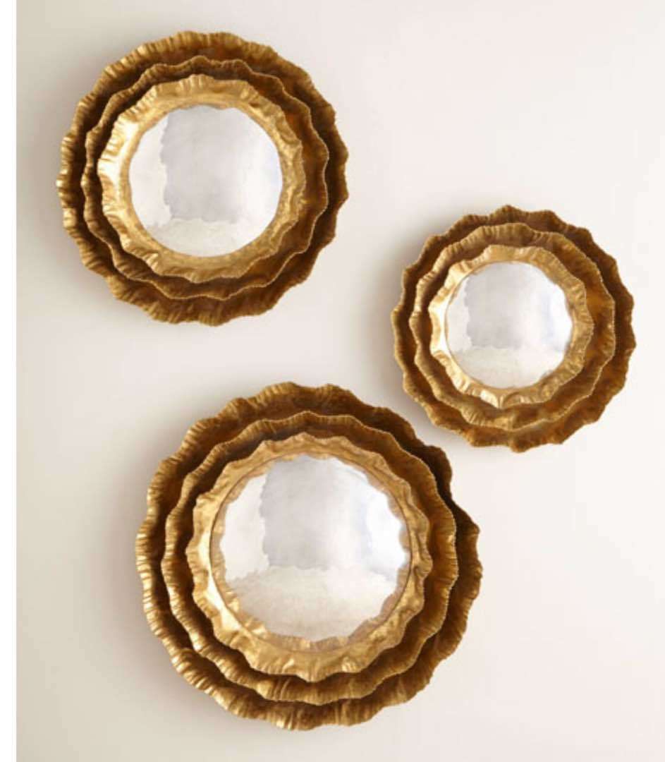 Modern Decorative Wall Mirror - 30 Inch Diameter, Gold Iron Finish | Elegant Artful Design, Ideal For Gallery Displays