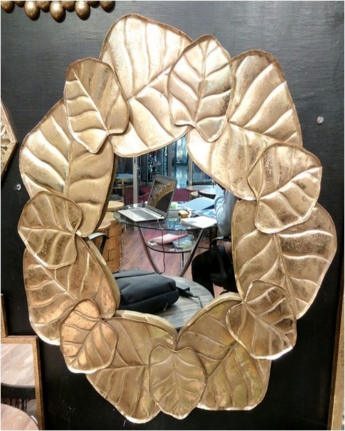 Modern Decorative Wall Mirror - 30 Inch Diameter, Gold Iron Finish | Elegant Artful Design, Ideal For Gallery Displays