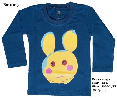 Kids Alien Design Printed T-Shirts - Cotton, S/M/L/XL, White/Melange/Navy Blue - Round Neck, Full Sleeve, Washable, Trendy Style, Unisex