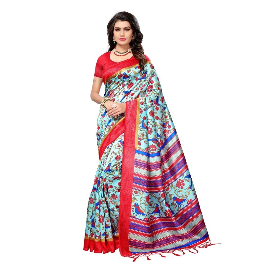 Soft Mysore Silk Saree - Art Silk, 6.3 Meters Length, Printed Design, Un-stitched Blouse , Woven Border For Formal, Daily, And Festive Wear