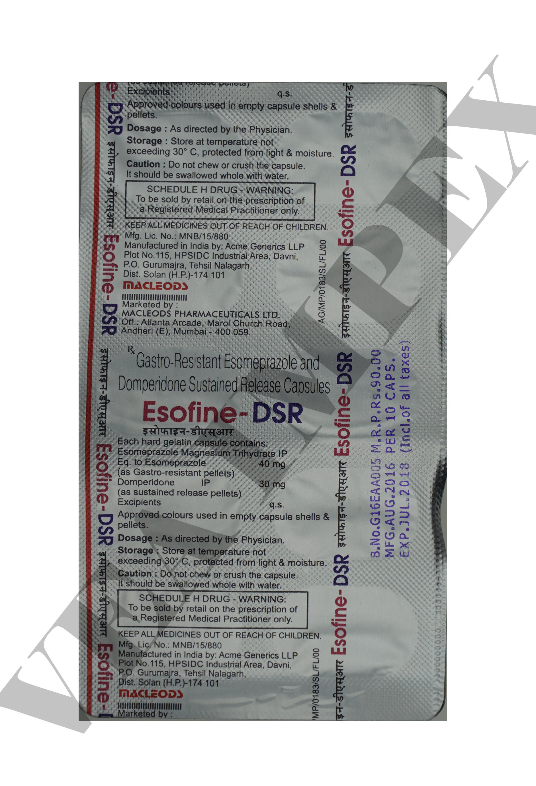 Esofine Dsr Capsules General Medicines