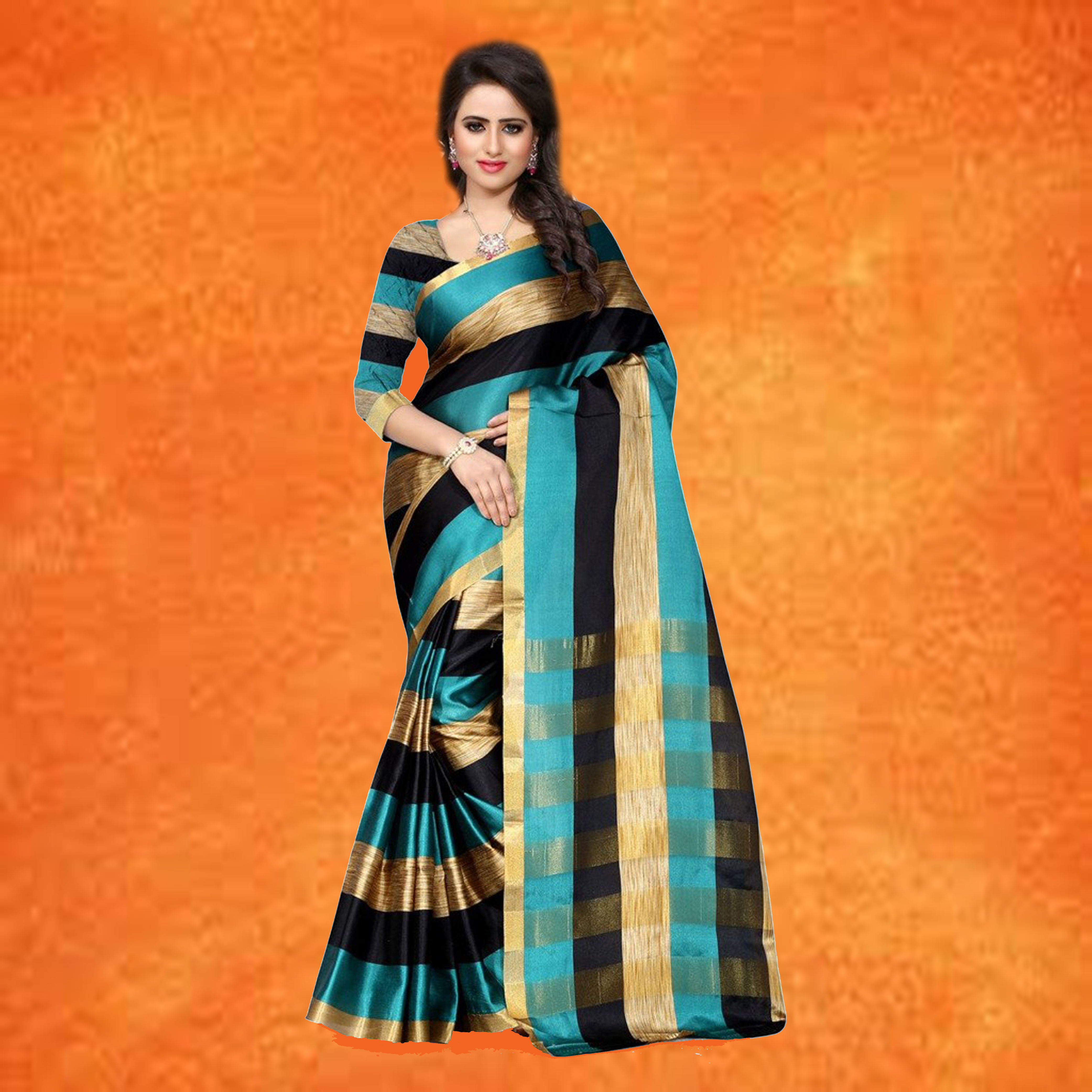 Purple And Gray Checks Cotton Sarees