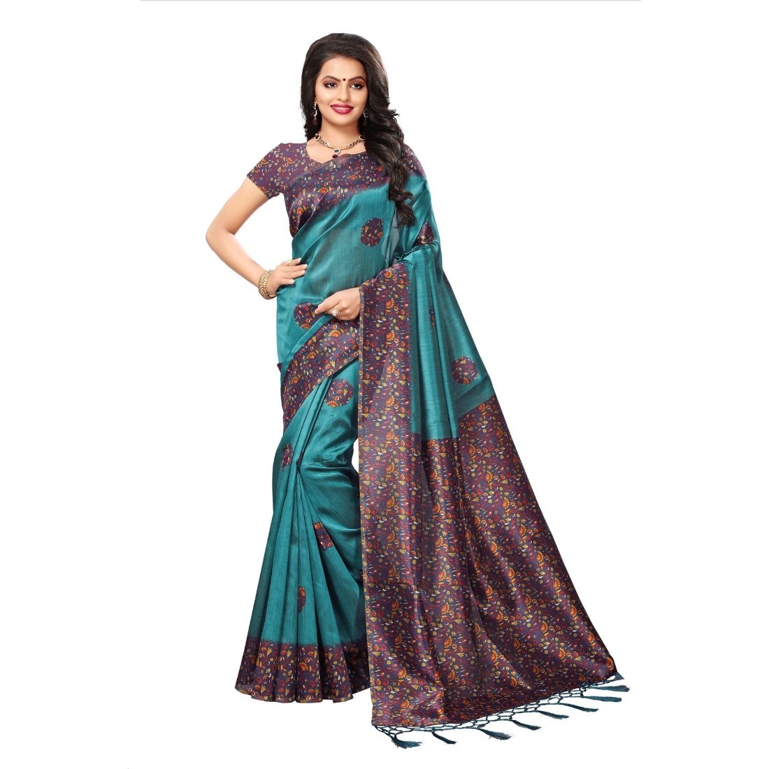 Fancy Mysore Silk Saree - Silk Material, 6.3 Meters Length Including Blouse, Multi-color | Beautiful Printed Design, Suitable For Daily And Formal Wear
