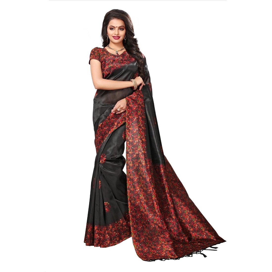 Fancy Mysore Silk Saree - Silk Material, 6.3 Meters Length Including Blouse, Multi-color | Beautiful Printed Design, Suitable For Daily And Formal Wear