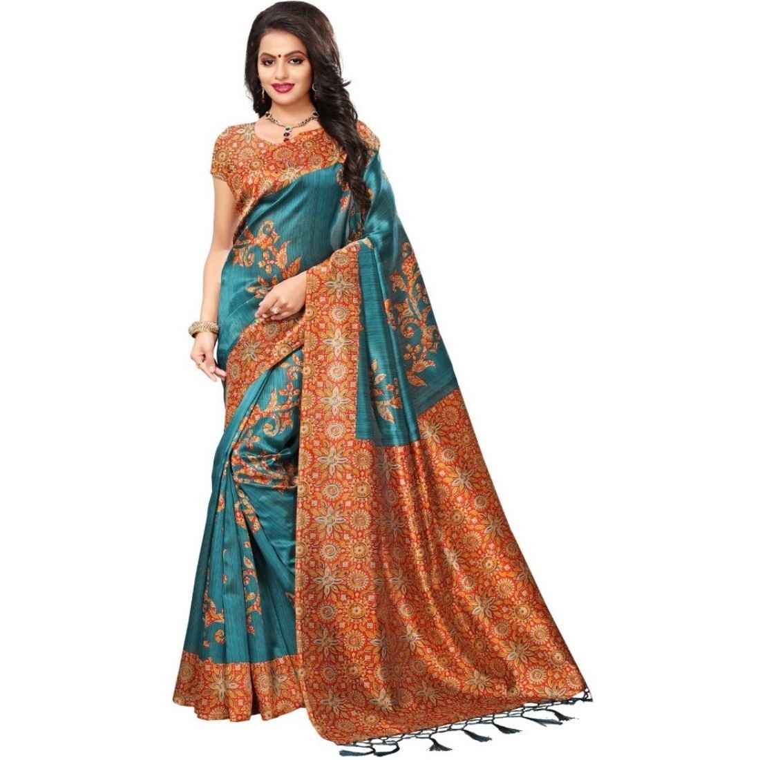 Mysore Silk Printed Saree - Art Silk, 6.3 Meters Length Including Unstitched Blouse | Beautiful Design, Soft Feel, Perfect For Everyday And Festive Wear