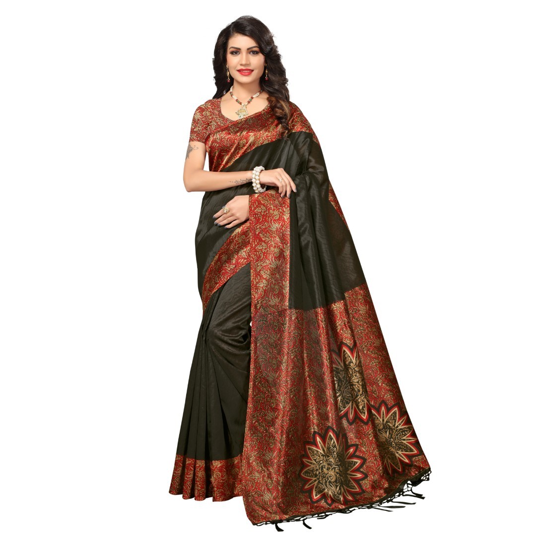 Mysore Silk Printed Saree - Art Silk, 6.3 Meters Length Including Unstitched Blouse | Beautiful Design, Soft Feel, Perfect For Everyday And Festive Wear