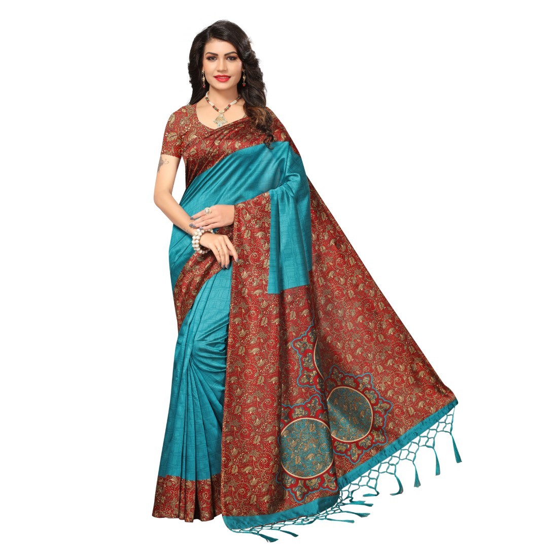 Mysore Silk Printed Saree - Art Silk, 6.3 Meters Length Including Unstitched Blouse | Beautiful Design, Soft Feel, Perfect For Everyday And Festive Wear
