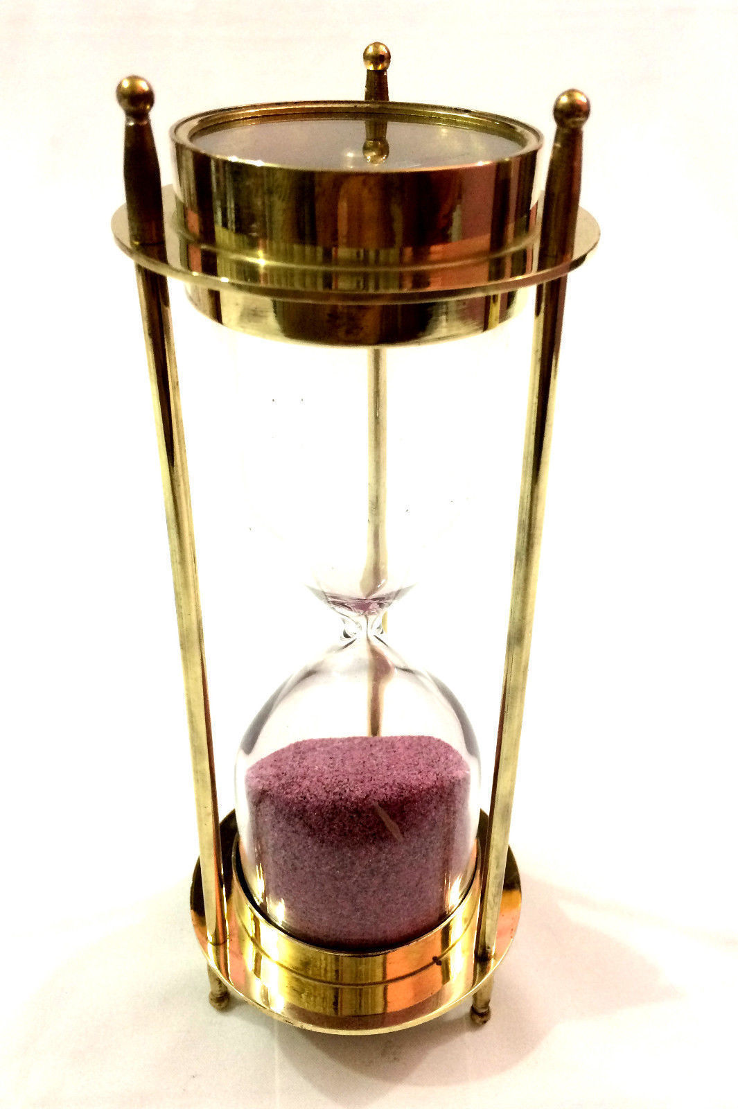 Brass Nautical Compass Hourglass Antique Sand Timer