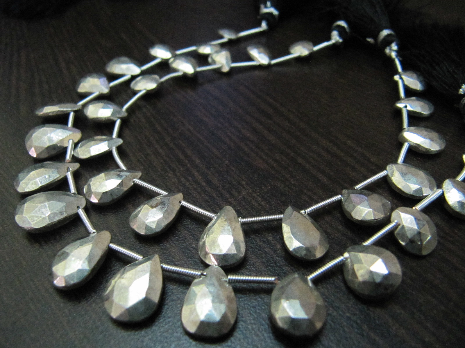 Stone Very Goood Quality Natural Silver Pyrite Pear Shape Beads