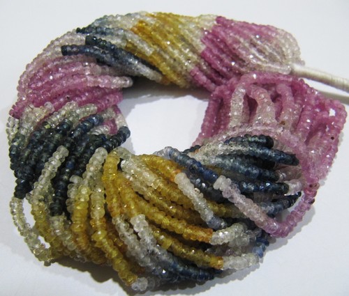 टॉप क्वालिटी मल्टी सैफायर रोंडेल शेप साइज़ 3.5 से 4 मिमी बीड्स