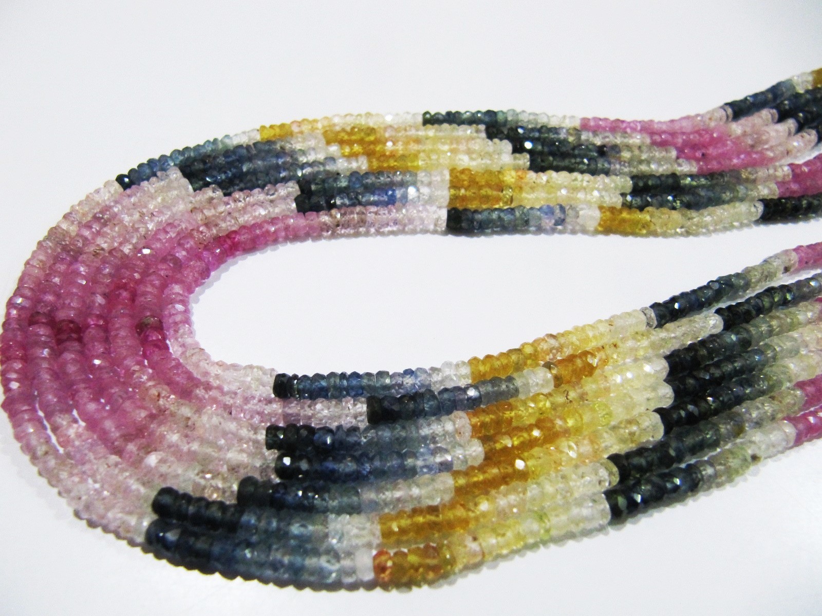 Top Quality Multi Sapphire Rondelle Shape Size 3.5 To 4 Mm Beads
