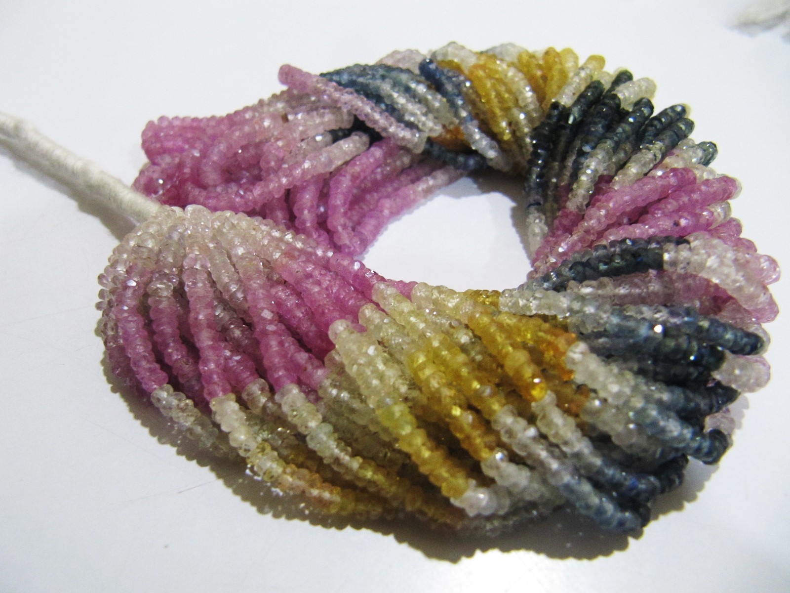 Top Quality Multi Sapphire Rondelle Shape Size 3.5 To 4 Mm Beads