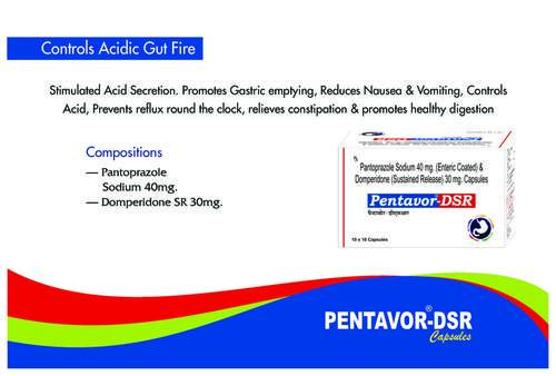 Pentavor-DSR - Domperidone 30mg, Paracetamol 40mg, Sodium 40mg Capsules | Acid Control, Constipation Relief, Prevents Reflux, Promotes Digestion, Reduces Heartburn, Relieves Nausea